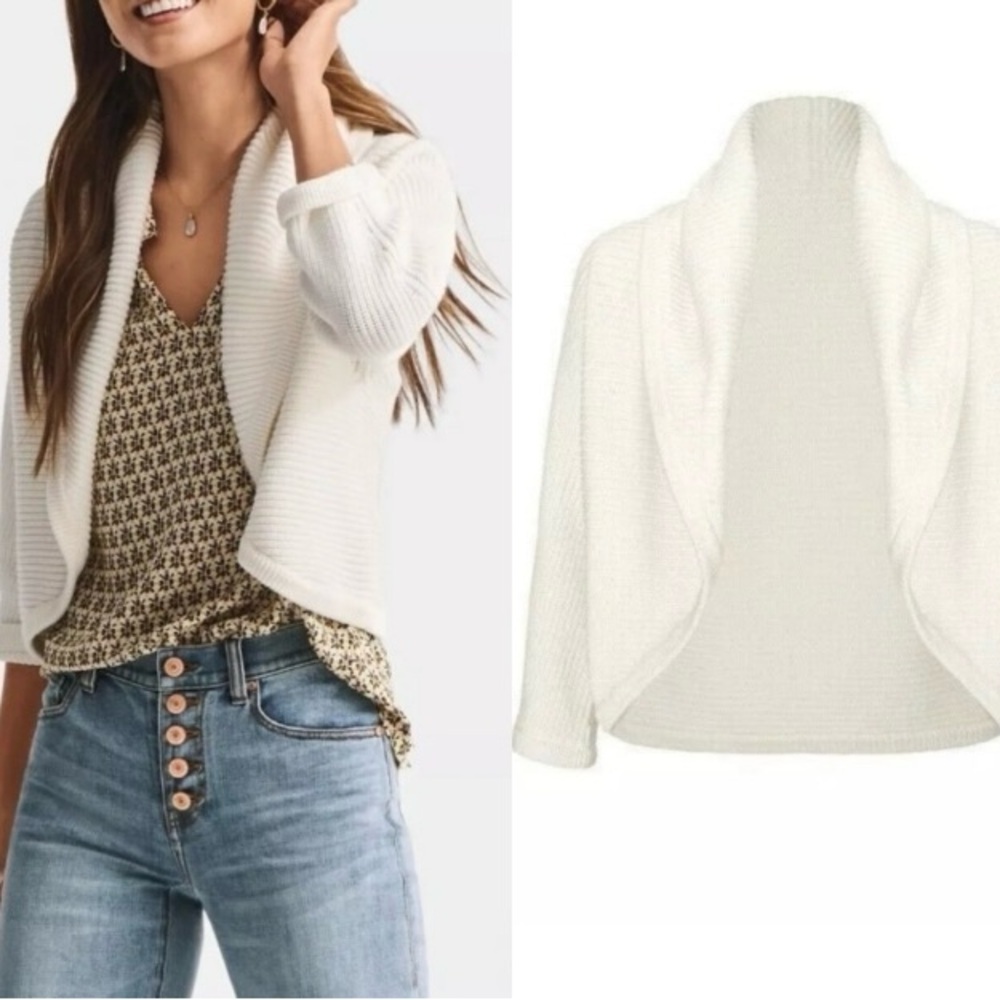 CAbi 6231 Playbook Half Circle White Sweater Size S
